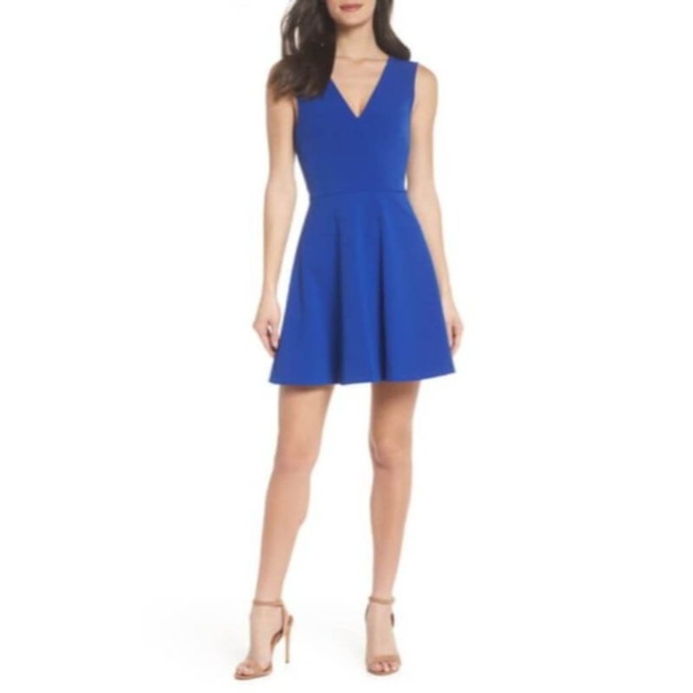 NEW WITHOUT TAGS Bianca Back Cutout Fit And Flare Blue Dress Size XL